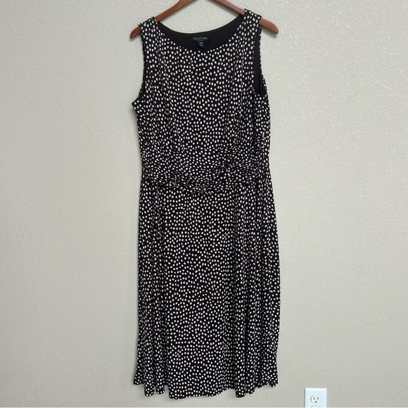 Perceptions Woman Brown White Polka Dot Stretch Knee Length Dress Plus 20W - Picture 1 of 4